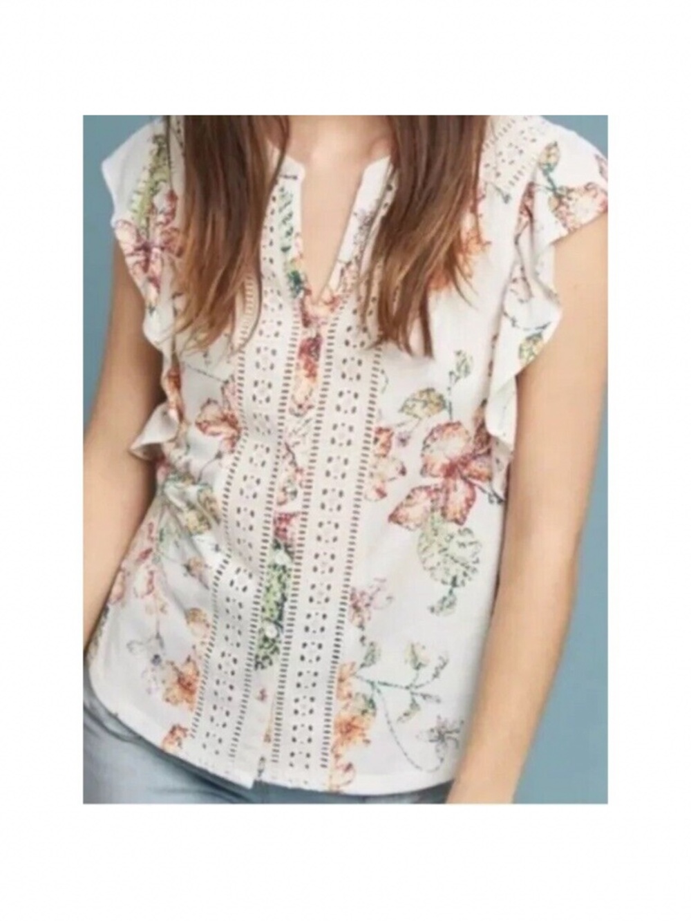 Anthropologie Maeve Floral Top, size L